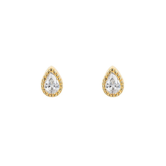 Gold Plated Small Teardrop CZ Stud Earrings Earrings Gecko 