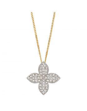 Gold Puffed Flower Pendant with Diamonds Necklaces & Pendants Gecko