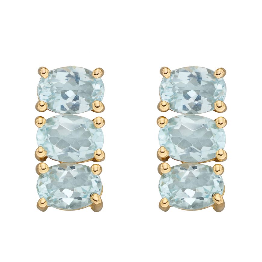 Gold Vermeil Blue Topaz Hoop Earrings Earrings Gecko