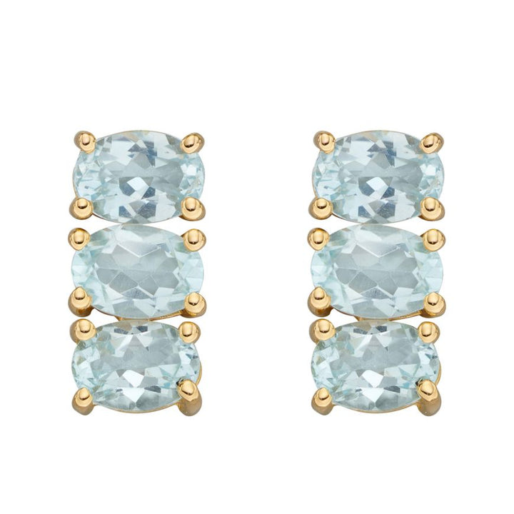Gold Vermeil Blue Topaz Hoop Earrings Earrings Gecko