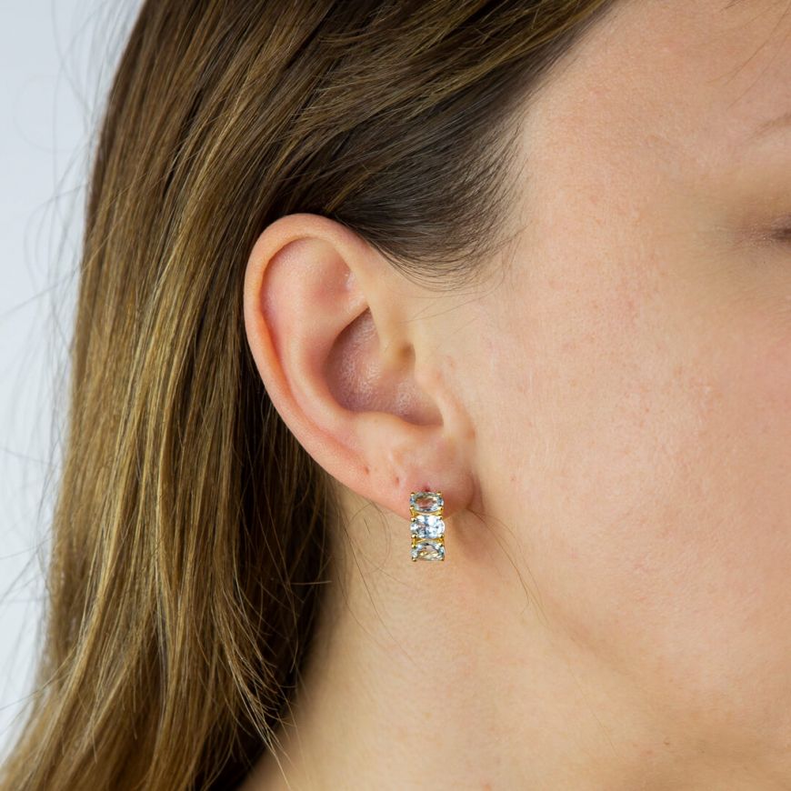 Gold Vermeil Blue Topaz Hoop Earrings Earrings Gecko