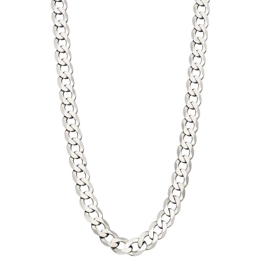 Platinum Plated Silver Curb Chain Necklace Necklaces & Pendants FRED BENNETT 