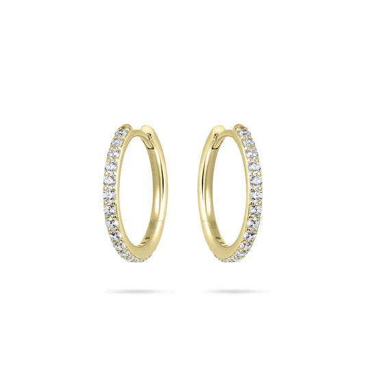 Large Gold Plated Silver CZ Set Hoop Earrings Earrings Gisser 