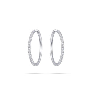 Large silver CZ-set hoop earrings Jewellery Carathea