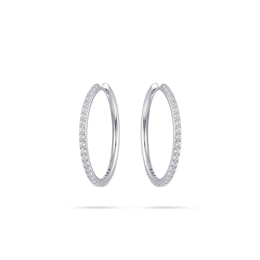 Large silver CZ-set hoop earrings Jewellery Carathea