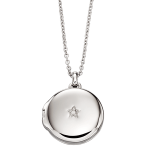 Little Star childrens round locket with diamond Carathea