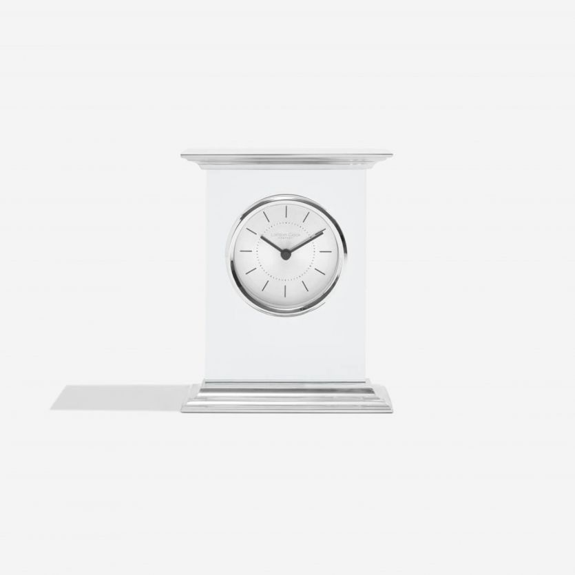 Tall silver tone mantel clock - Carathea