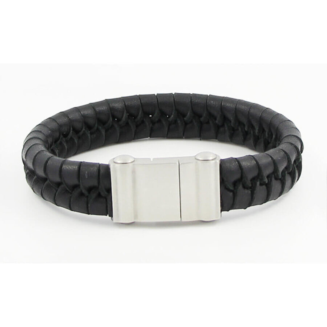 Magnetic Leather Bracelet for Men in Black