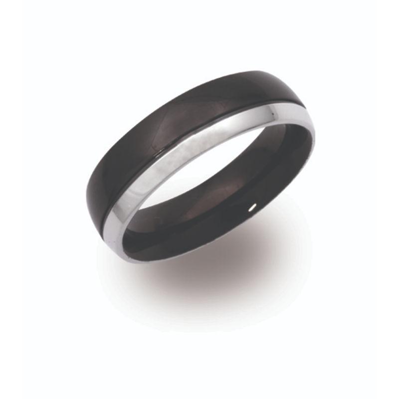 Men's Steel and Black Ring Carathea 