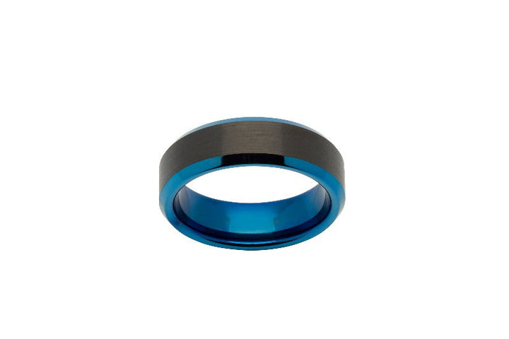 Men's Black and Blue Tungsten Ring Men's Rings Unique O 3/4 (56)