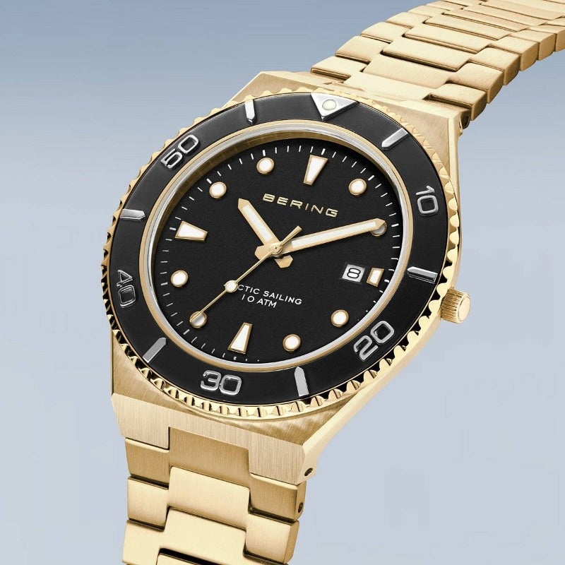 Bering gold and black sporty watch Artic Sailing collection watches Carathea