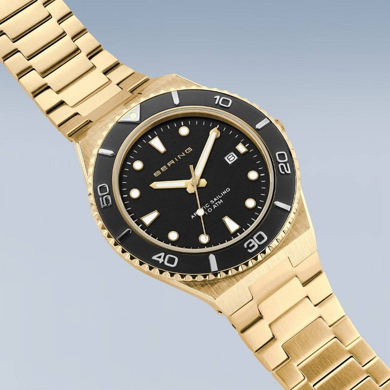 Bering gold and black sporty watch Artic Sailing collection watches Carathea