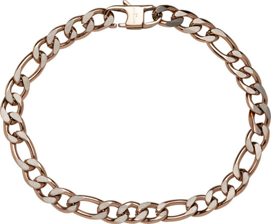 Men's Figaro Bracelet in Steel with Rose IP Plating Men's Bracelets Carathea 