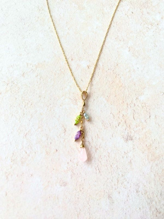 gold multi-crystal pendant