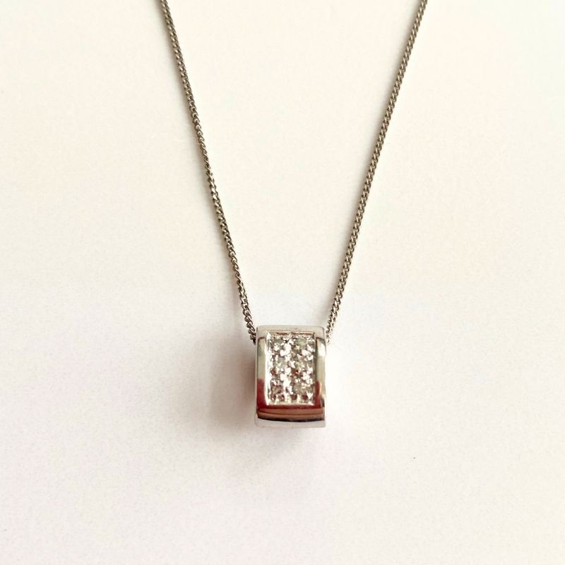 white gold diamond pave slider pendant Carathea Jewellers