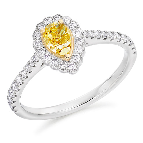 platinum ring with pear shape diamond Carathea jewellers