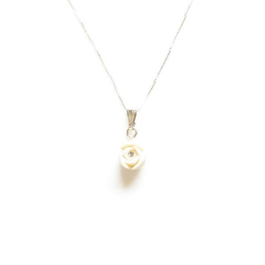 Porcelain Rose Bud Pendant in Ivory White Necklaces & Pendants Hop Skip Flutter 