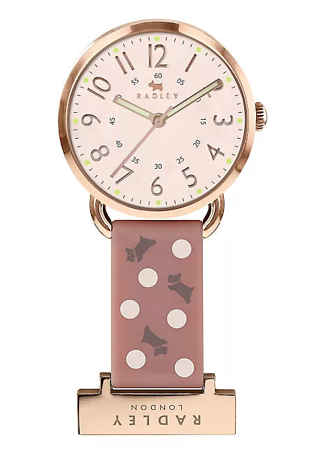 Radley Ladies Fob Watch with Pink Dotty Silicone Strap Watches Radley 
