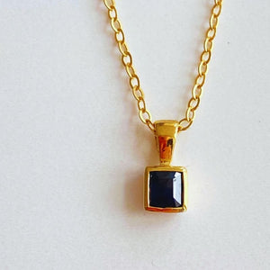 gold sapphire square pendant Carathea jewellers