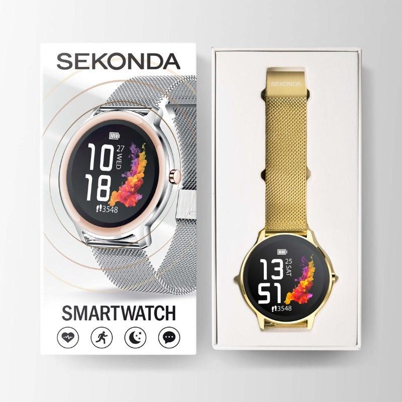 Sekonda Ladies Smartwatch in silver and gold mesh strap Smartwatches Carathea