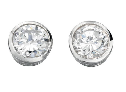 Silver Round CZ Stud Earring JoolsJewellery 