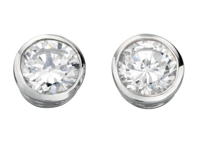 Silver Round CZ Stud Earring JoolsJewellery