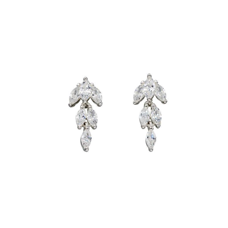 Silver Drop Earrings with Marquise Cubic Zirconia's Jewellery Carathea 