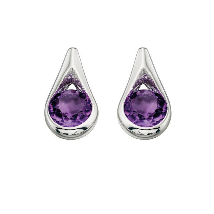 silver teardrop earrings with amethyst- Carathea & Jools