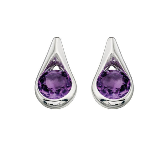 Silver Amethyst Teardrop Earrings Jewellery Gecko 