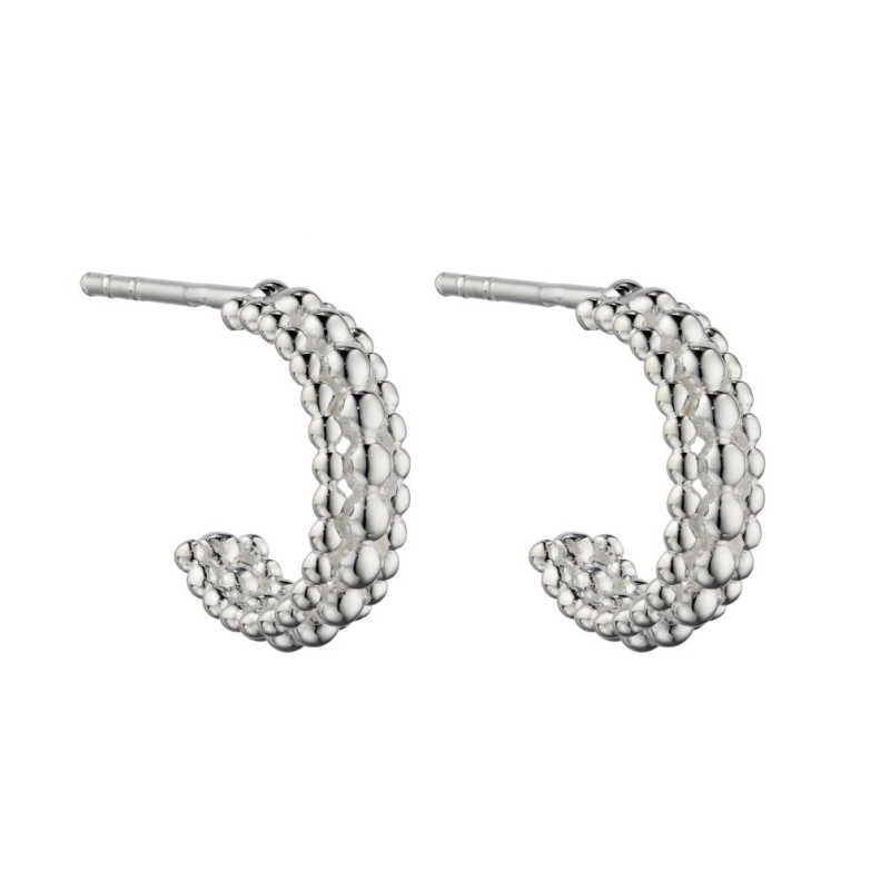 Ladies Silver 3/4 Beaded Hoop Earrings Earrings Gecko 