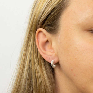 Ladies Silver 3/4 Beaded Hoop Earrings Earrings Gecko 