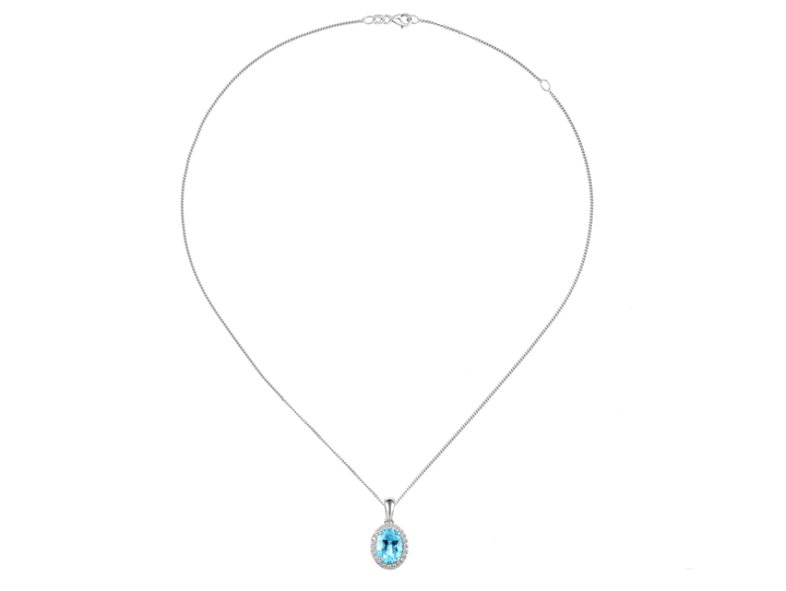 Siver Blue topaz and CZ cluster pendant - Carathea jewellers
