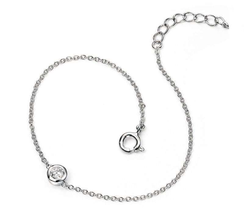 silver bracelet with central bezel set CZ Carathea jewellers