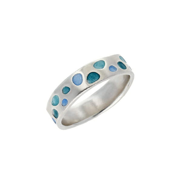 Silver and Blue Enamel Glas Mor Cribbar Ring Rings St Justin L (51)
