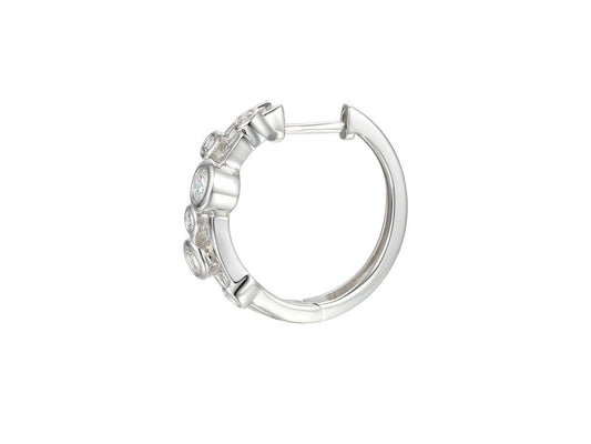 Silver & CZ Rubover Half Hoop Earrings Earrings AMORE 