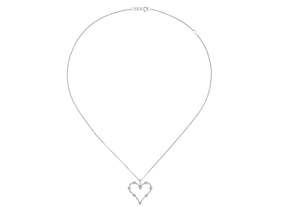 Silver Heart Pendant with Cubic Zirconia's Jewellery Necklaces Carathea