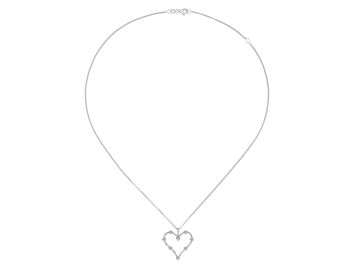 Silver Heart Pendant with Cubic Zirconia's Jewellery Necklaces Carathea