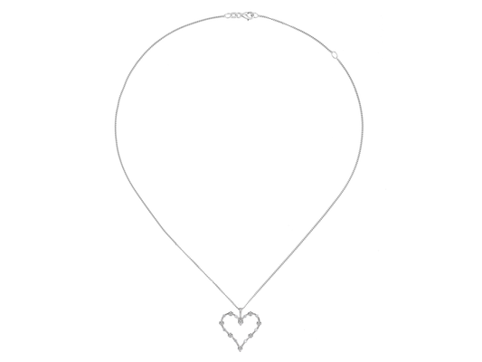 Silver Heart Pendant with Cubic Zirconia's Jewellery Necklaces Carathea