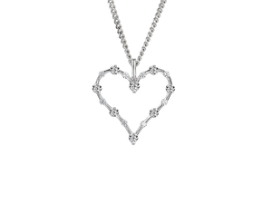 Silver Heart Pendant with Cubic Zirconia's Jewellery Necklaces Carathea
