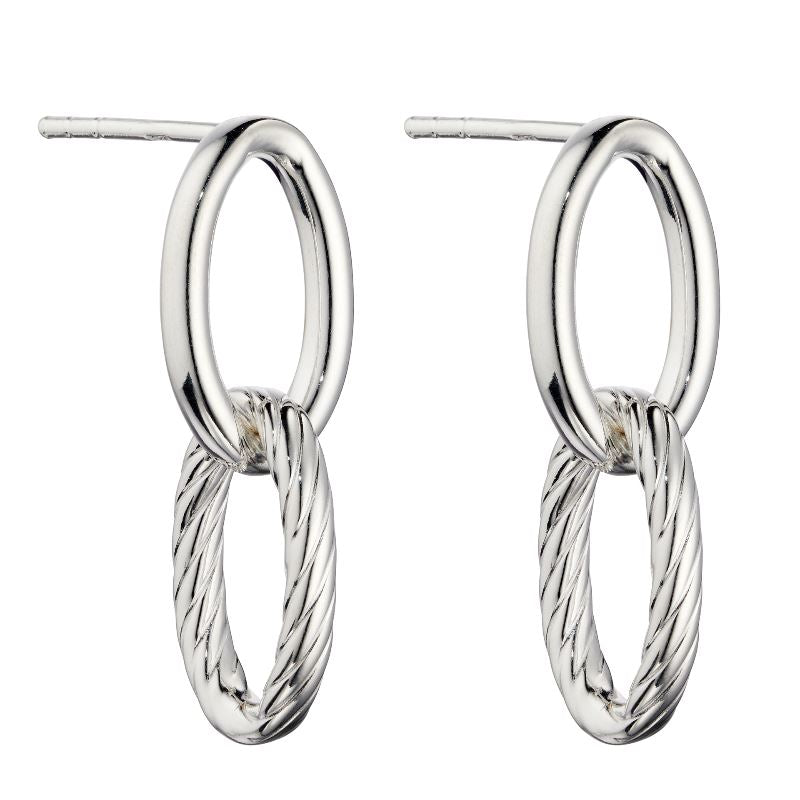 Silver Double Link Drop Earrings Earrings Carathea