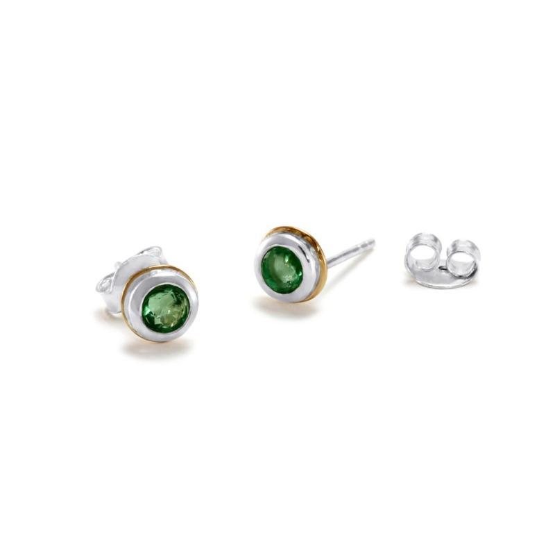 Silver Emerald Stud Earrings Earrings Banyan 