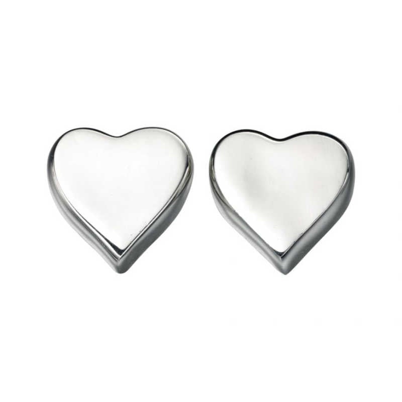 Polished Silver Heart Stud Earrings Earrings Gecko 