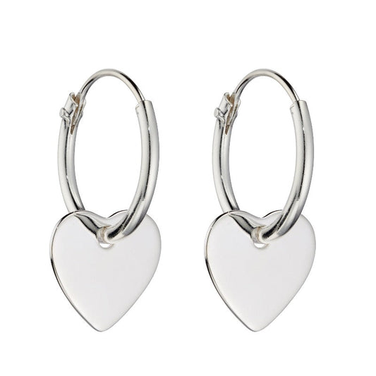 Silver Heart Charm Hoop Earrings Earrings Gecko 