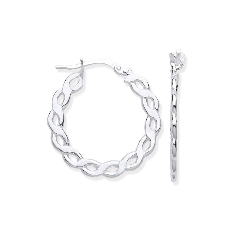 Silver Infinity Link Round Hoop Earrings Earrings Hanron 