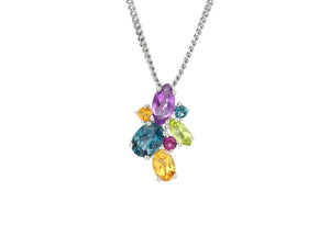 Silver and Mixed Gemstone Pendant Necklaces AMORE 