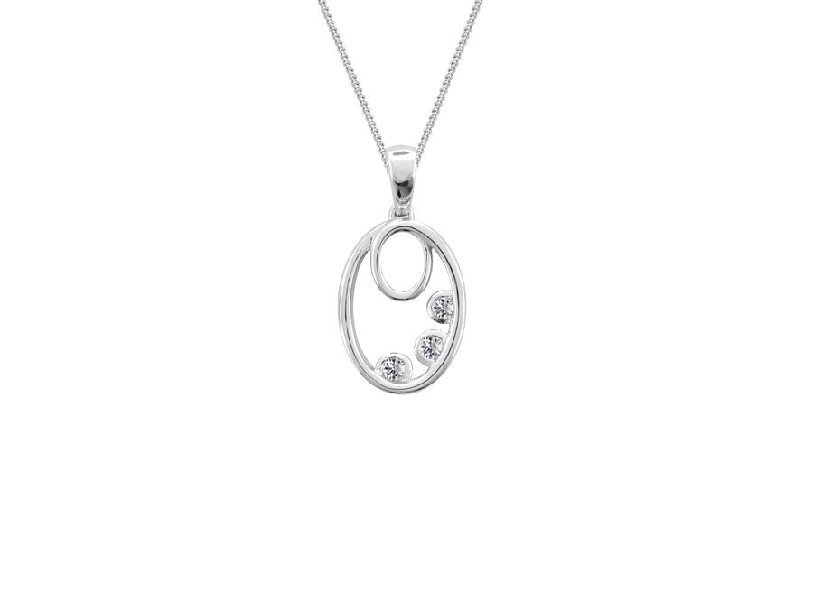 Silver Pendant with Three-Stones Cubic Zirconia Carathea jewellers