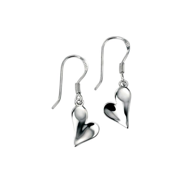Silver Polished Heart Drop Earrings Jewellery Gecko 
