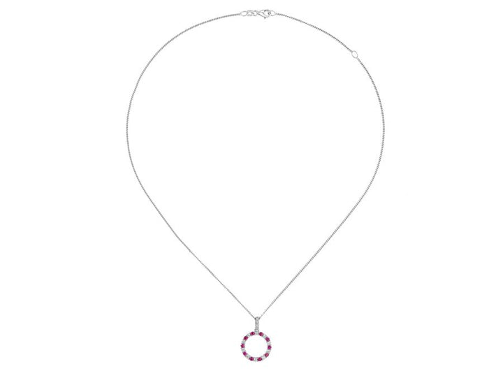 Silver Real Ruby & CZ Open Circle Pendant Carathea