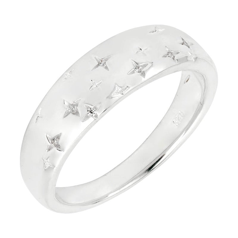 Silver Starry Night Ring with CZ Rings Gecko K (50)
