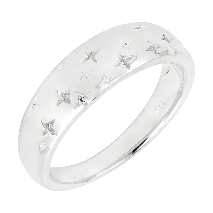 Silver Starry Night Ring with CZ Rings Gecko K (50)